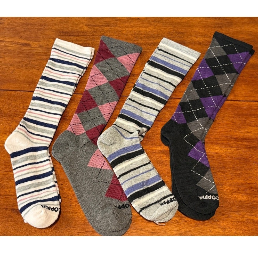 NEW‎ Tommie Copper Womens Compression OTC Socks 4 Pack Recovery Travel 10-12.5